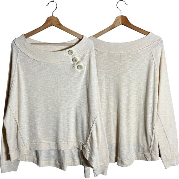 Free People We the Free Don't Forget Me Top Womens Medium Ivory Long Sleeve Boho - Picture 4 of 16
